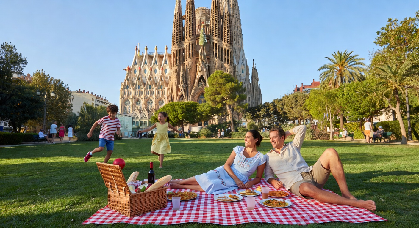 Familia en el parque de Barcelona