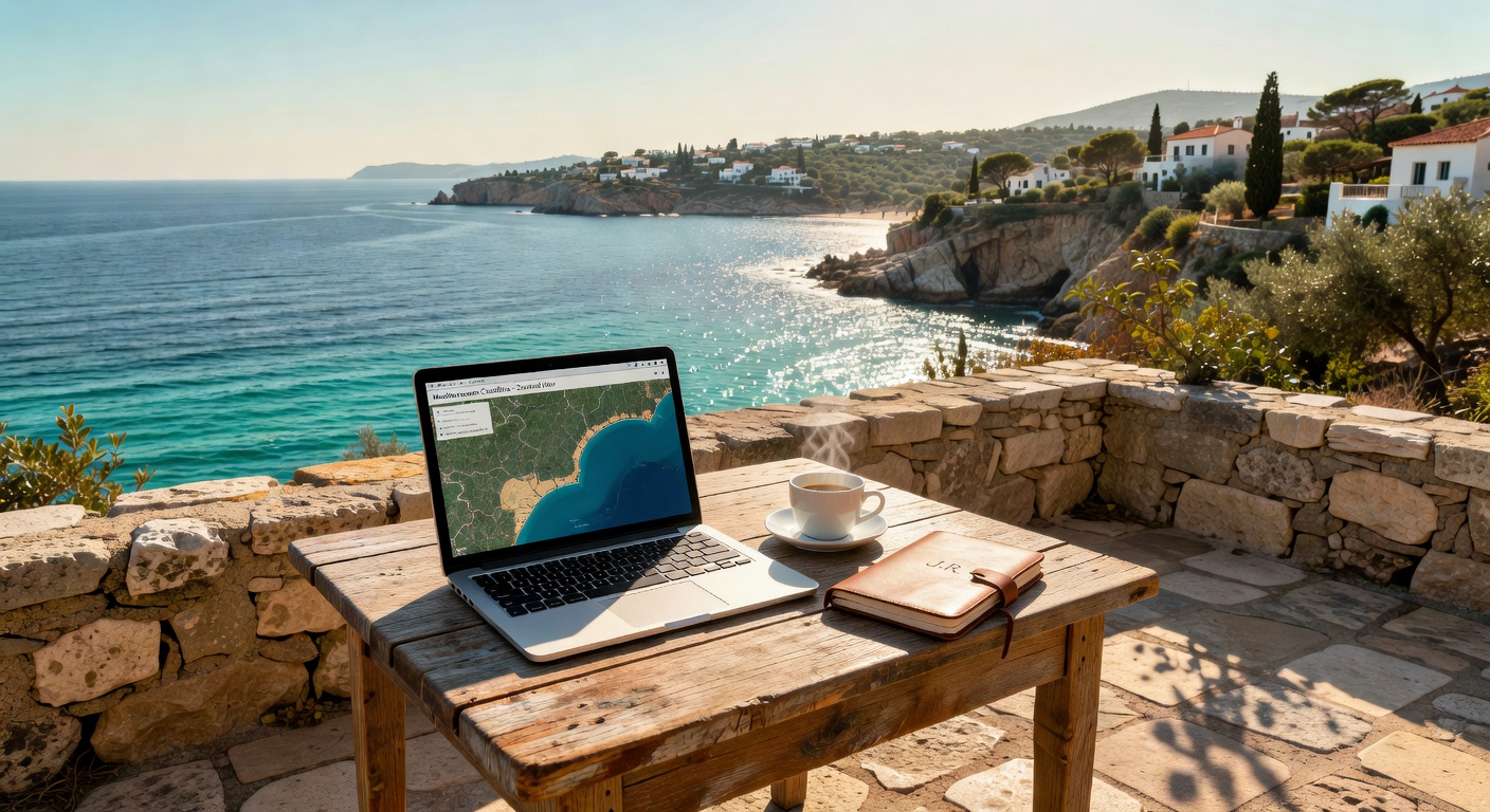 Teletrabajo en terraza mediterránea
