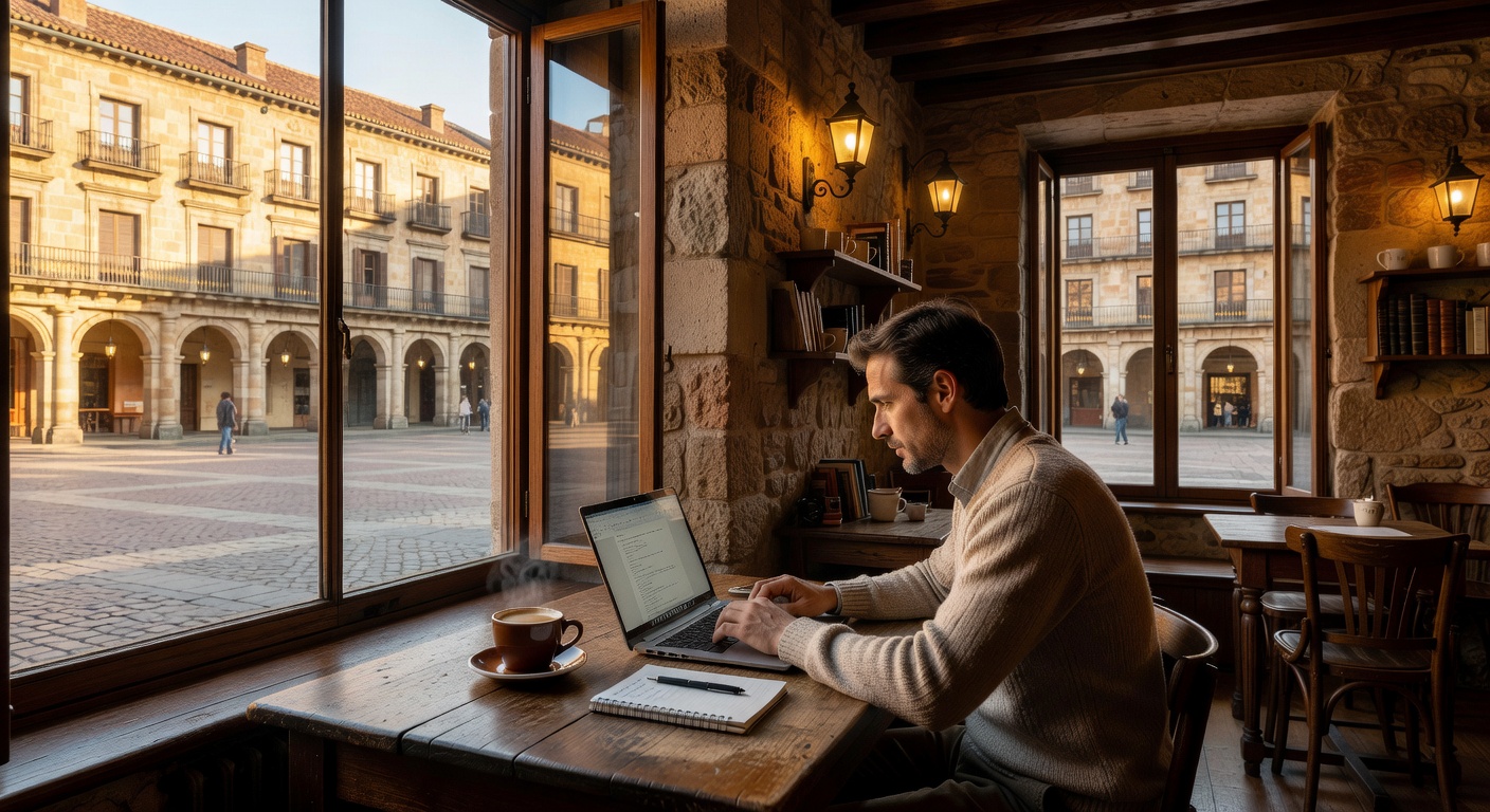Teletrabajo en café de Salamanca