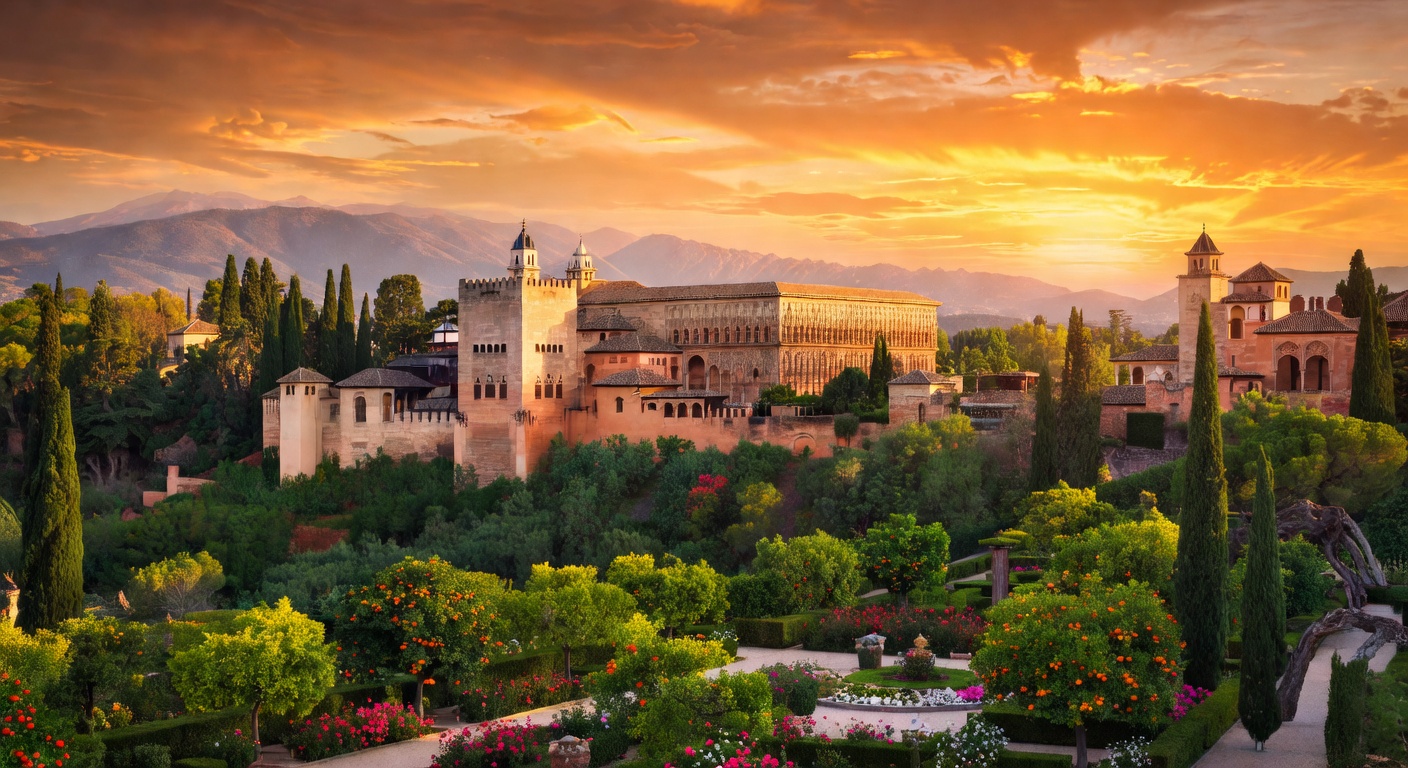 Atardecer en la Alhambra, Granada